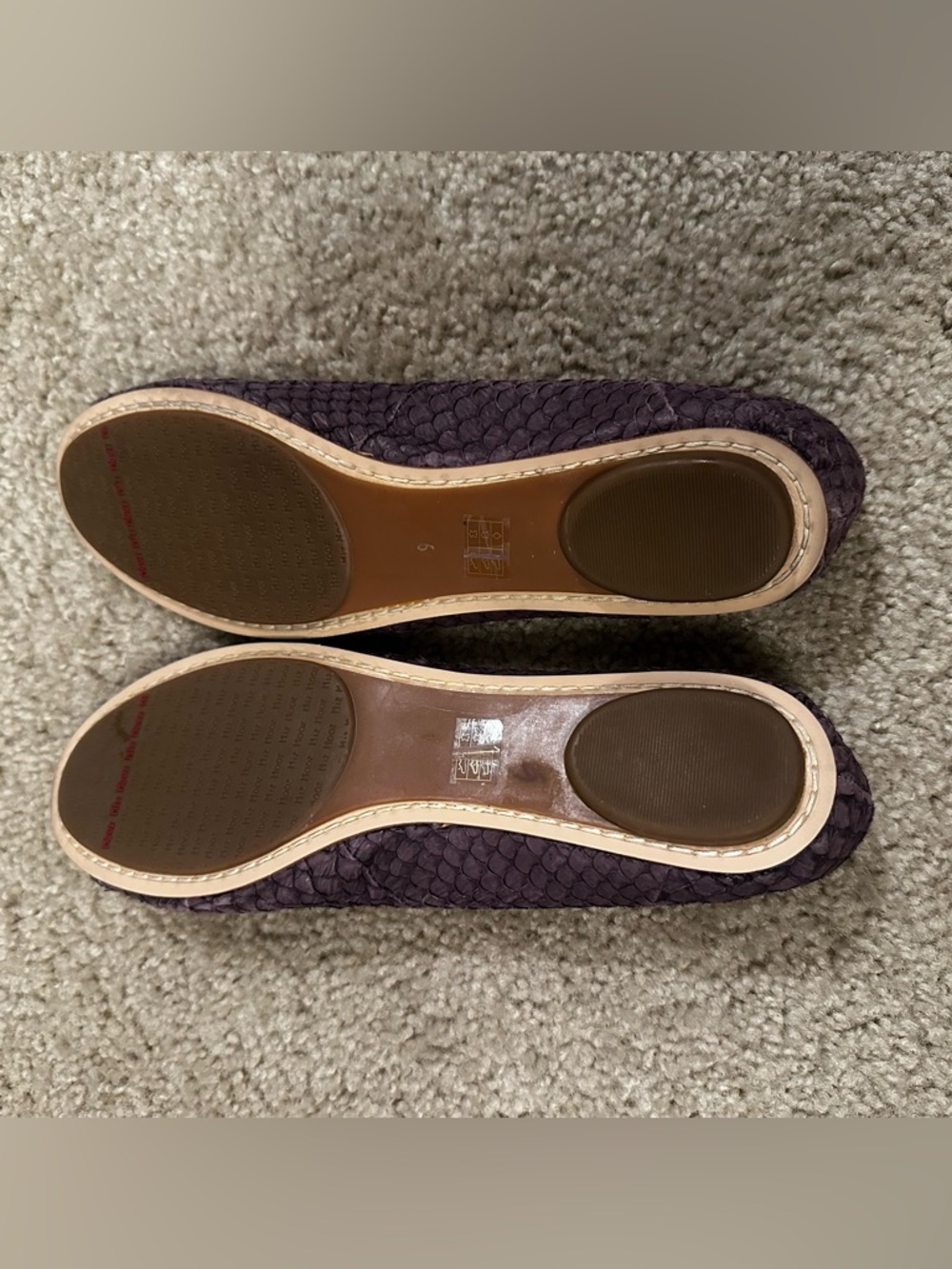 Miz Mooz Violet Leather Panther Ballet Flats Shoes Sz 9 Fish Scale Pattern - Picture 8 of 9